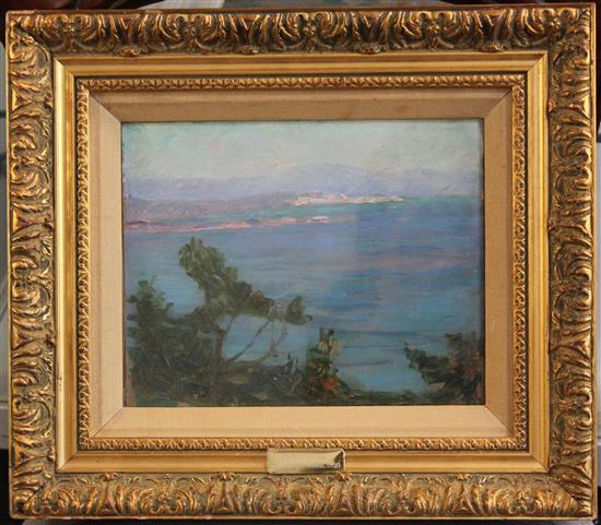 Konstantinos Maleas (1879-1928) Coastal landscape, 7.5 x 9.5in.